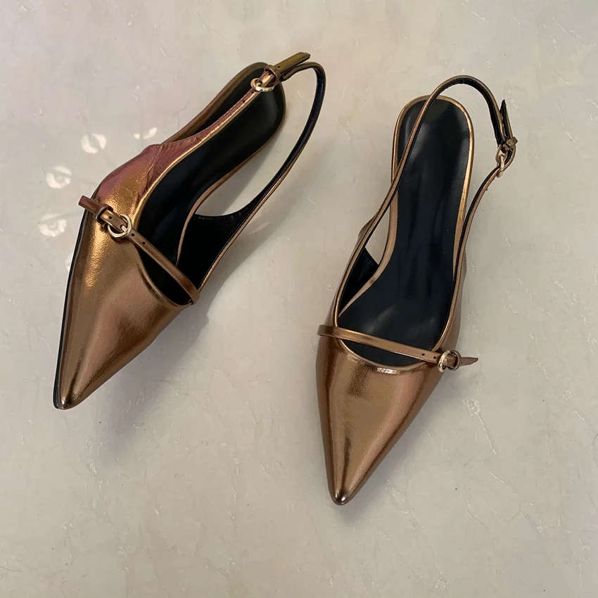 2025 Woman Sexy High Heels Women Sandals Summer Fashion Pointed Toe Low-heel Pumps Slingbacks Elegant Female Heeled Shoes