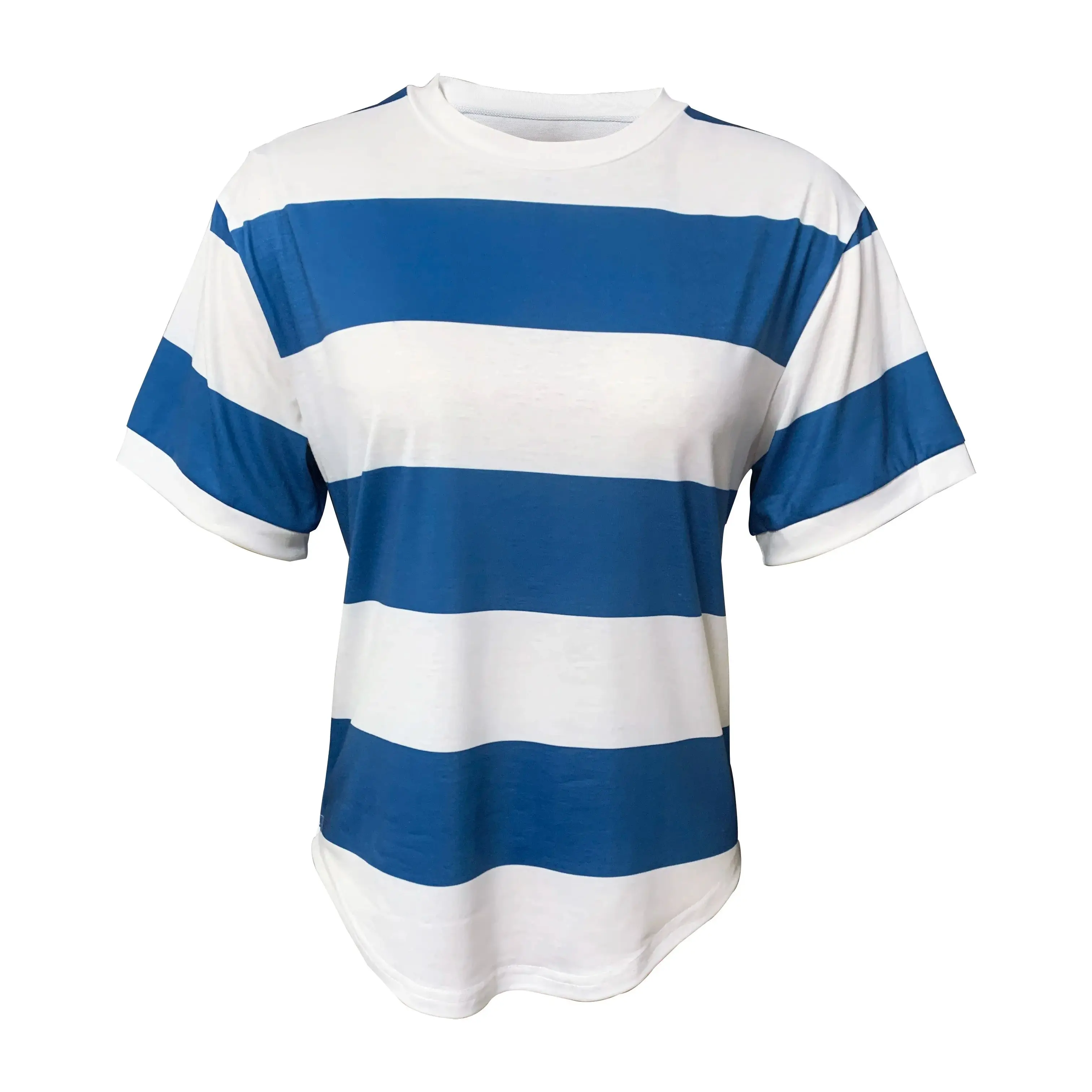Women's Striped Printed Round Neck Short Sleeve Casual T-Shirt, summer outfits for women,leisurely tops for women summer clothes