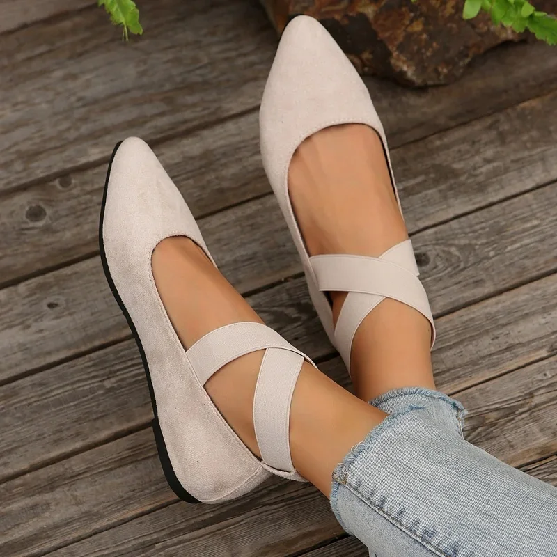 Black New Women's Flat Shoes Fashion Lightweight Shoes Women's Elegant Ballet Shoes Soft Outdoor Casual Women's Shoes Size 36-43