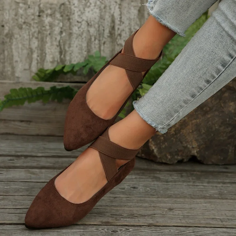 Black New Women's Flat Shoes Fashion Lightweight Shoes Women's Elegant Ballet Shoes Soft Outdoor Casual Women's Shoes Size 36-43