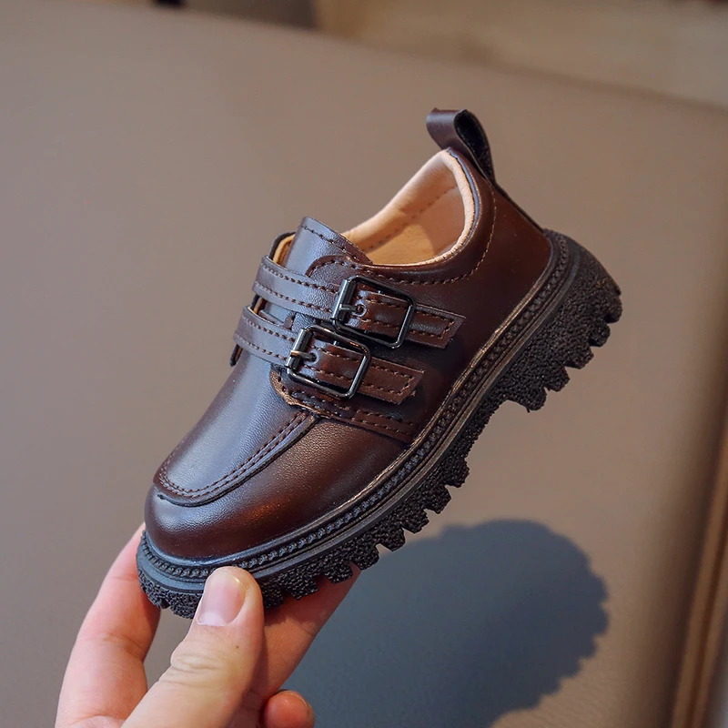 Children's Fall Casual Shoes School Boys and girls Single shoe Size 21-30 Black brown round head casual shoes for children