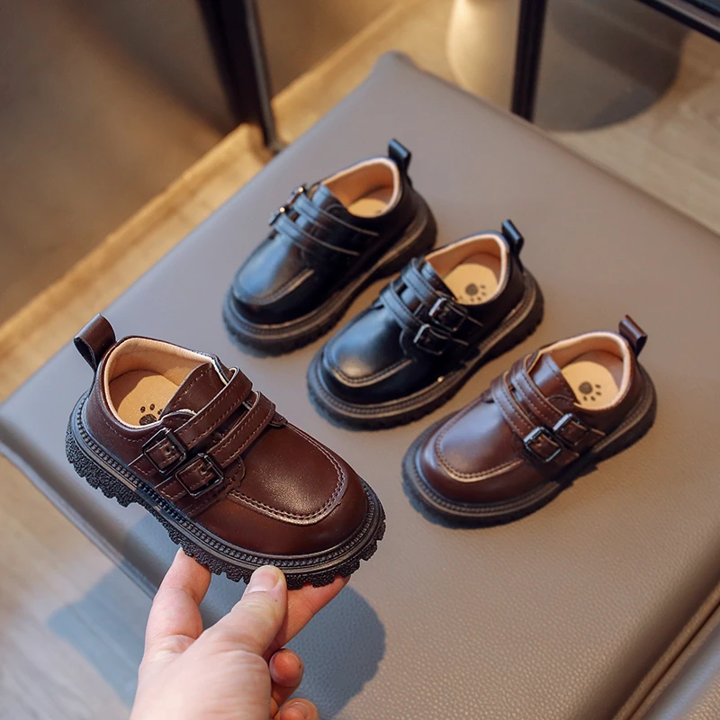 Children's Fall Casual Shoes School Boys and girls Single shoe Size 21-30 Black brown round head casual shoes for children