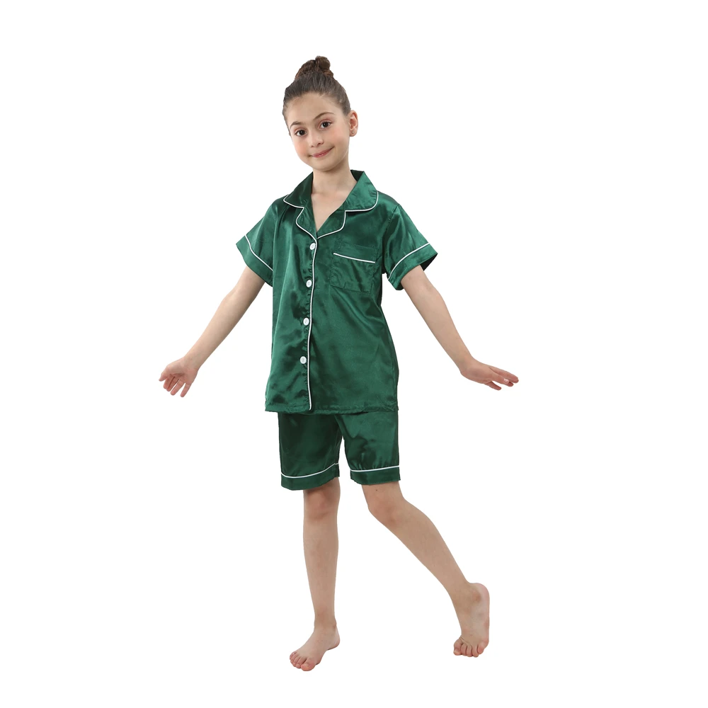 2024 girls silk satin home clothing baby sleepwear long and short sleeve pajamas set teenager loungewear children kids pijamas