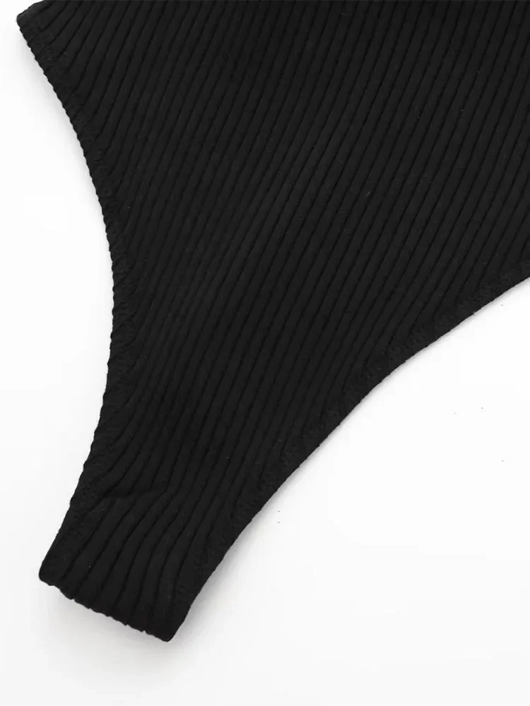 Willshela Women Fashion Ribbed Bodysuit With Organza Ruffle Vintage High Elastic Sexy y2k Female Chic Lady Tops body femme