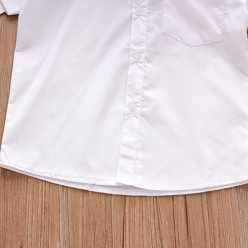 Lapel Pocket Design Infant Shirt Summer New Boys' Baby Short Sleeve Shirt Solid Color Boy Children'S Clothing