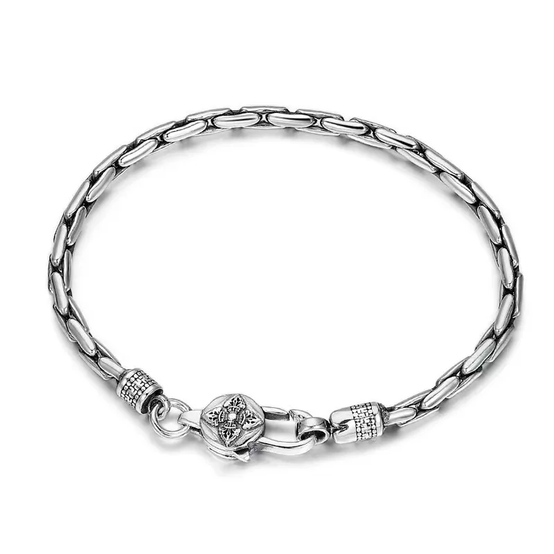 Factory Price 100% Real Solid S925 Silver Handmade Woven Retro Domineering Style Ppersonality Keel Man and Woman Bracelets