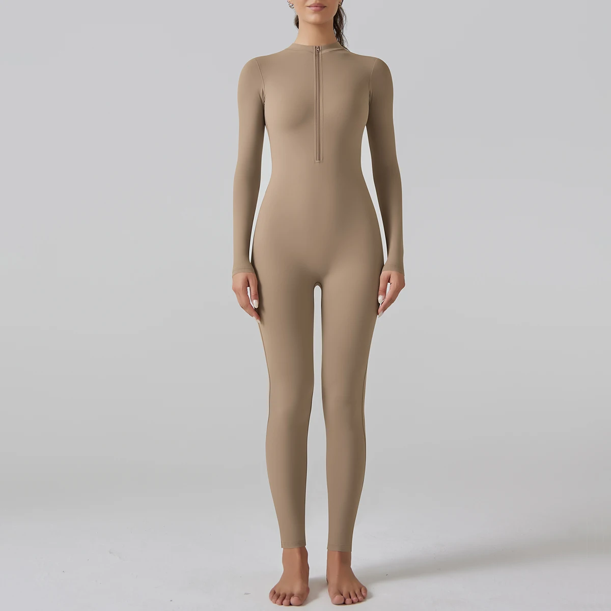 Yoga Set Women's Jumpsuits One-Piece Suit Leggings Zipper Long Sleeve Gym Push Up Workout Clothes Fitness Bodysuit Sportswear
