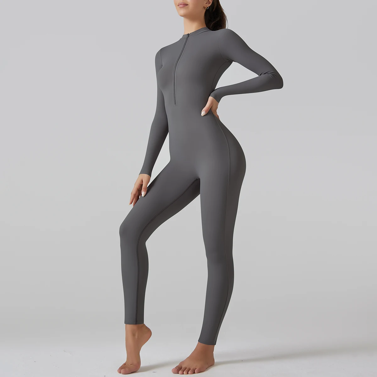 Yoga Set Women's Jumpsuits One-Piece Suit Leggings Zipper Long Sleeve Gym Push Up Workout Clothes Fitness Bodysuit Sportswear