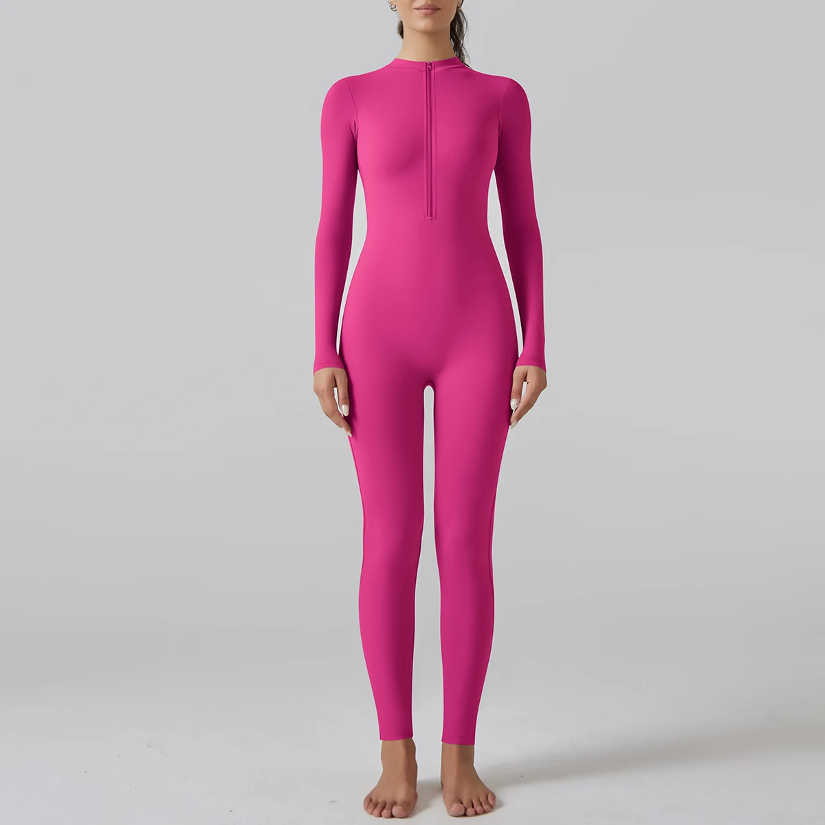 Yoga Set Women's Jumpsuits One-Piece Suit Leggings Zipper Long Sleeve Gym Push Up Workout Clothes Fitness Bodysuit Sportswear