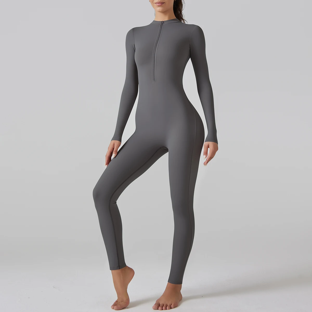 Yoga Set Women's Jumpsuits One-Piece Suit Leggings Zipper Long Sleeve Gym Push Up Workout Clothes Fitness Bodysuit Sportswear