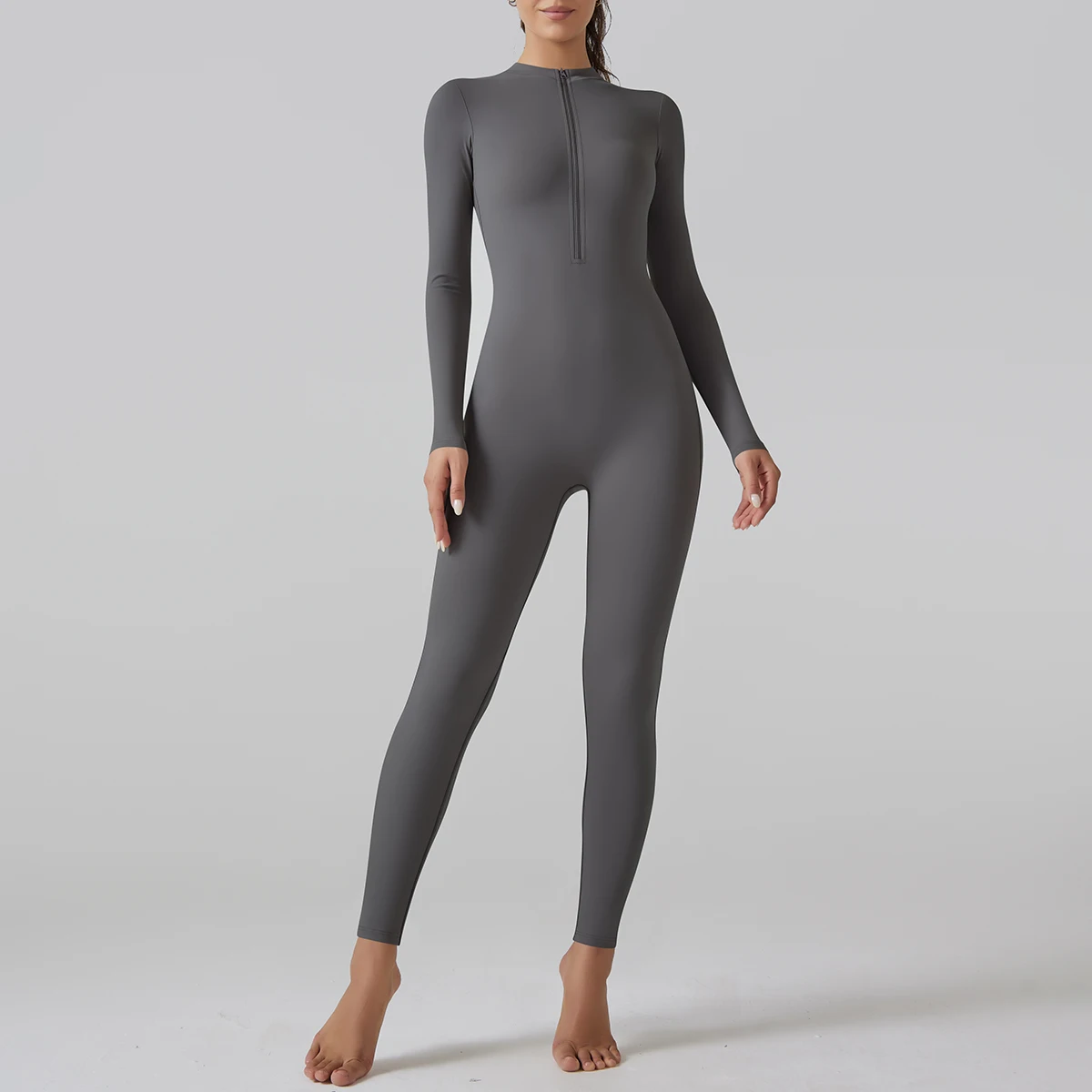 Yoga Set Women's Jumpsuits One-Piece Suit Leggings Zipper Long Sleeve Gym Push Up Workout Clothes Fitness Bodysuit Sportswear