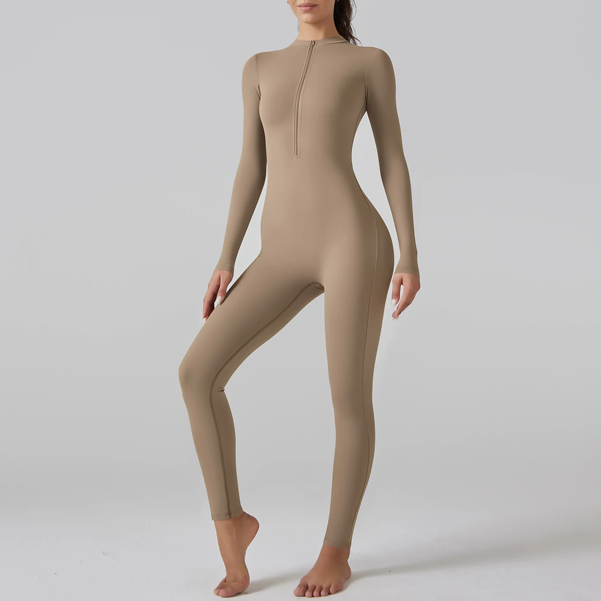 Yoga Set Women's Jumpsuits One-Piece Suit Leggings Zipper Long Sleeve Gym Push Up Workout Clothes Fitness Bodysuit Sportswear