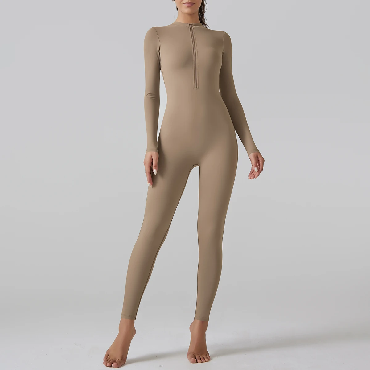 Yoga Set Women's Jumpsuits One-Piece Suit Leggings Zipper Long Sleeve Gym Push Up Workout Clothes Fitness Bodysuit Sportswear
