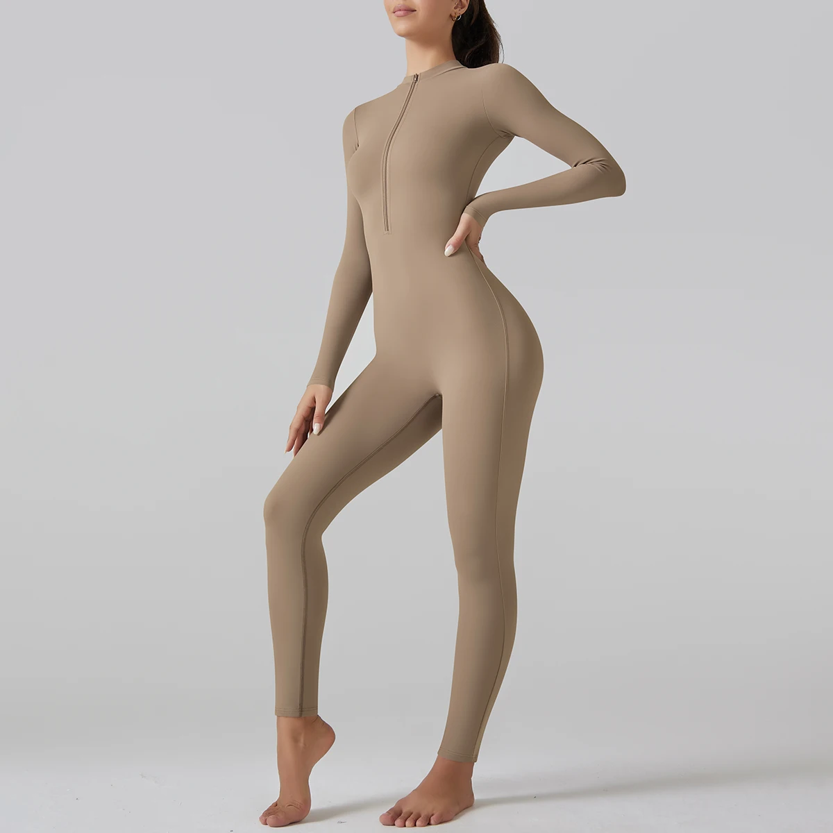 Yoga Set Women's Jumpsuits One-Piece Suit Leggings Zipper Long Sleeve Gym Push Up Workout Clothes Fitness Bodysuit Sportswear