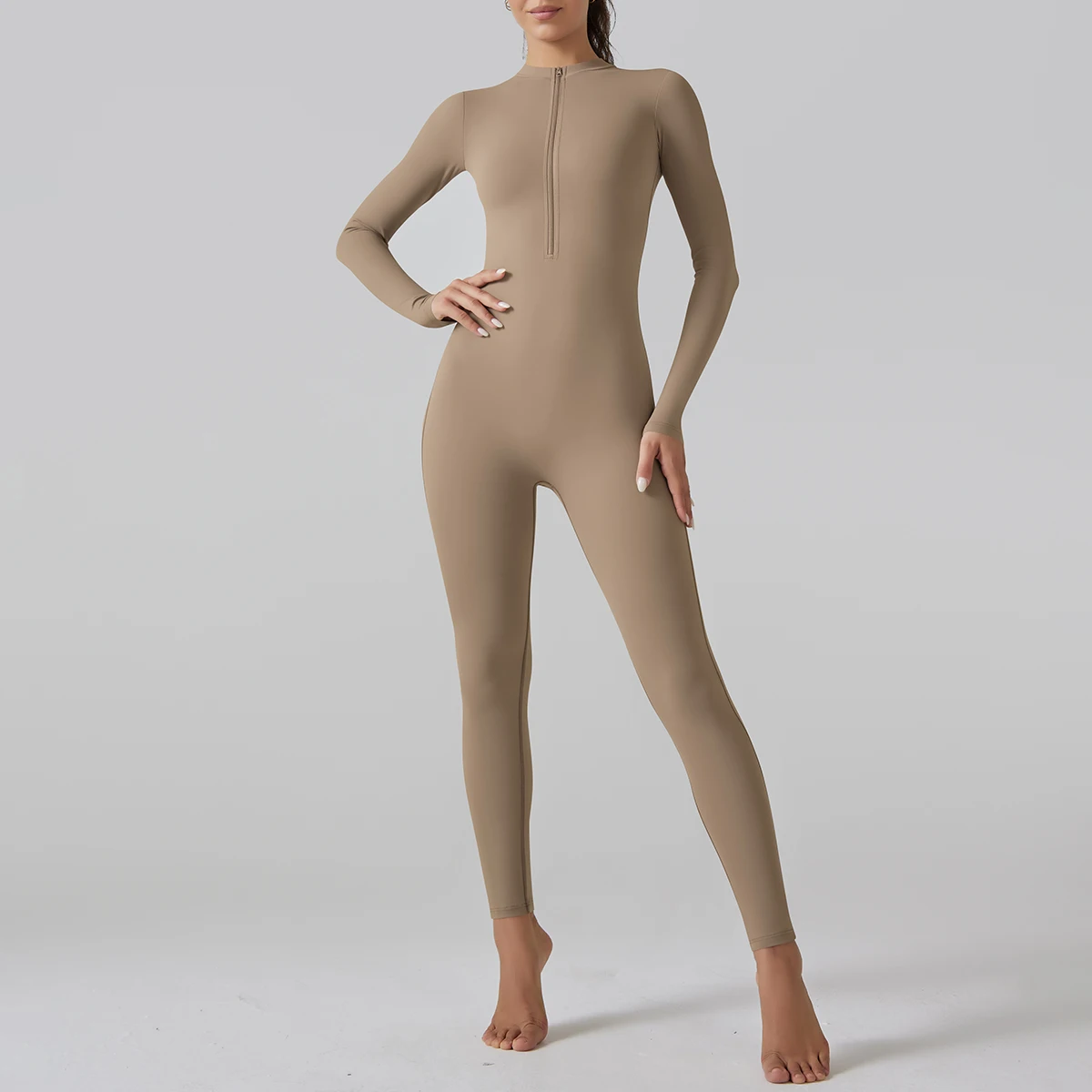 Yoga Set Women's Jumpsuits One-Piece Suit Leggings Zipper Long Sleeve Gym Push Up Workout Clothes Fitness Bodysuit Sportswear
