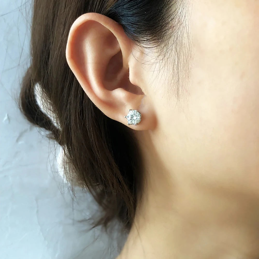 JoyceJelly 0.5-2CT Colorful Moissanite Screws Back Earrings for Women S925 Sterling Silver Jewelry Plated 18K 6 Prongs Ear-studs
