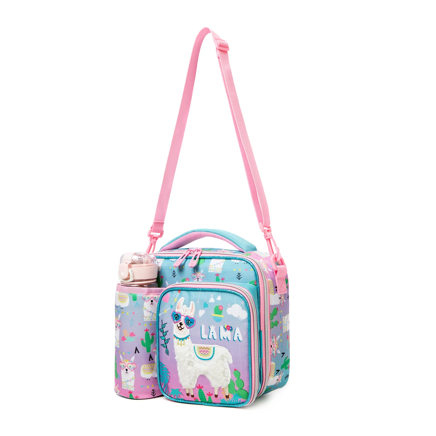 Girls Lunch Bag Mermaids and Alpacas Cute Polyester Lunch Bag for Picnic Outing School Best Gift for Girls