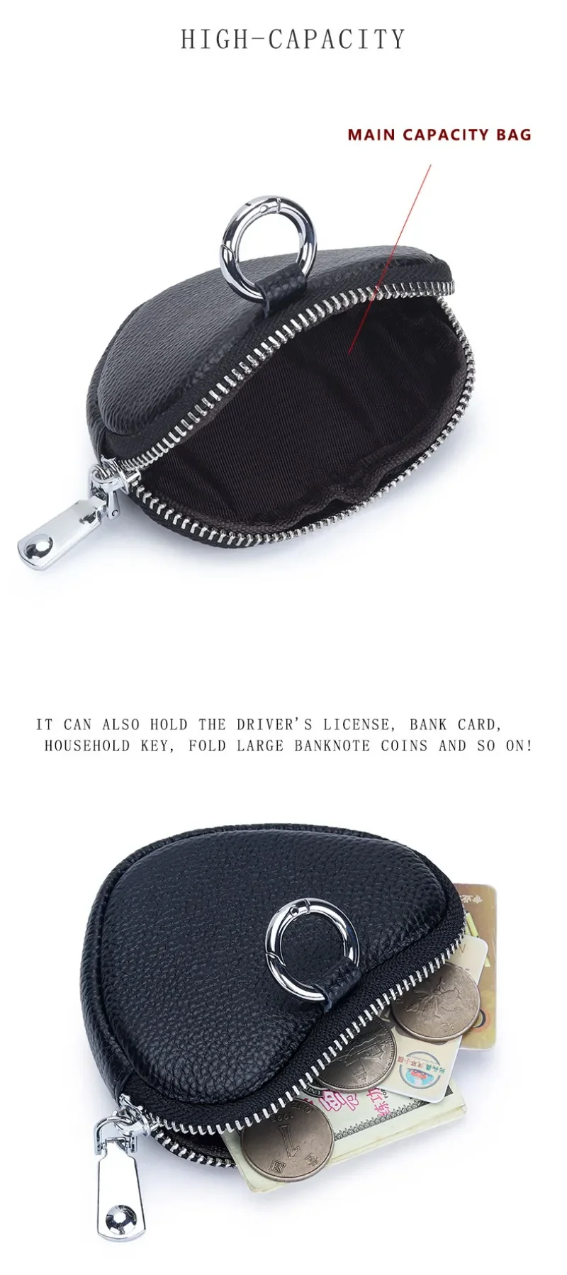 Coin Purse for Women Change Purses Small Cow Leather Cosmetic Bag Pocket Heart Makeup Organizer Jewelry Travel Case for Girls