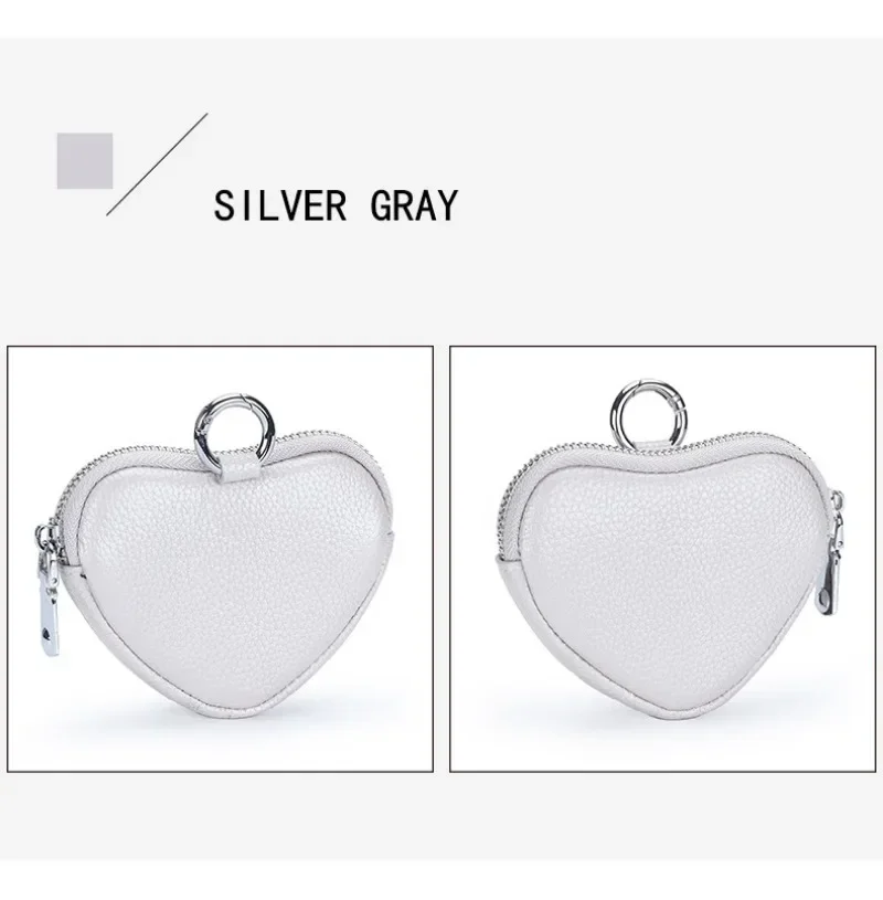 Coin Purse for Women Change Purses Small Cow Leather Cosmetic Bag Pocket Heart Makeup Organizer Jewelry Travel Case for Girls
