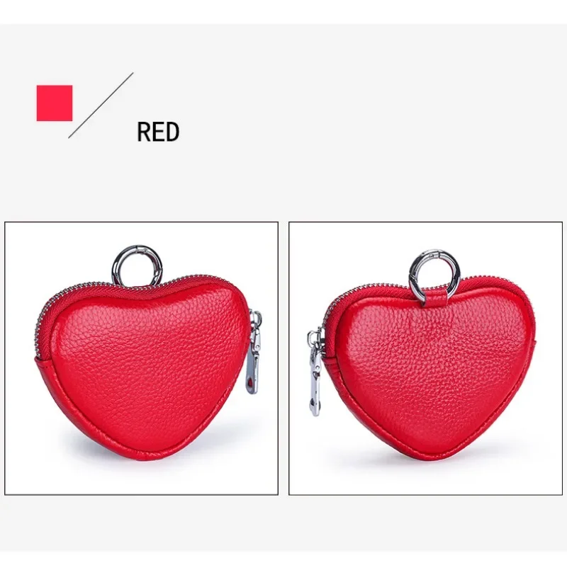 Coin Purse for Women Change Purses Small Cow Leather Cosmetic Bag Pocket Heart Makeup Organizer Jewelry Travel Case for Girls