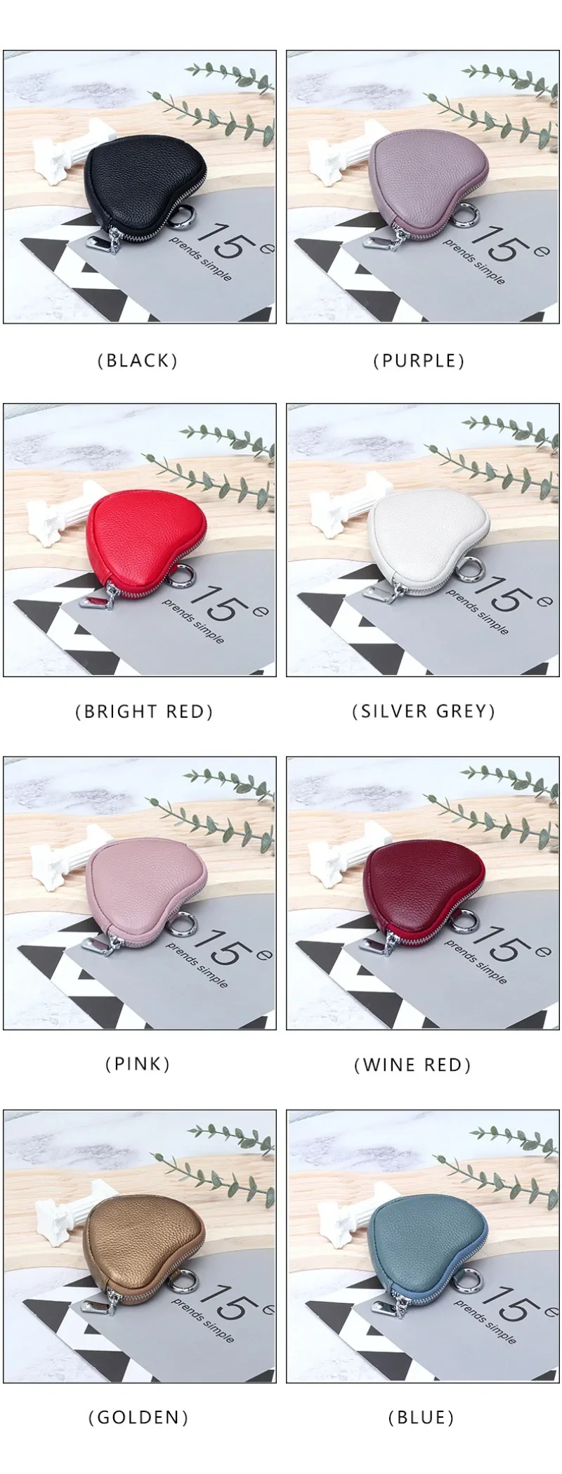 Coin Purse for Women Change Purses Small Cow Leather Cosmetic Bag Pocket Heart Makeup Organizer Jewelry Travel Case for Girls