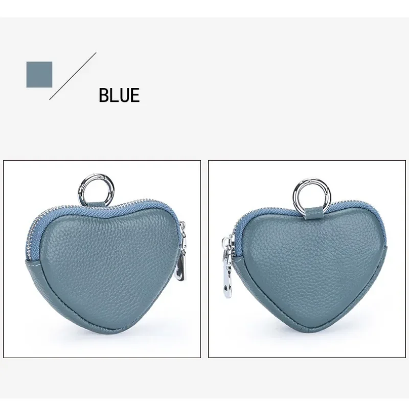 Coin Purse for Women Change Purses Small Cow Leather Cosmetic Bag Pocket Heart Makeup Organizer Jewelry Travel Case for Girls