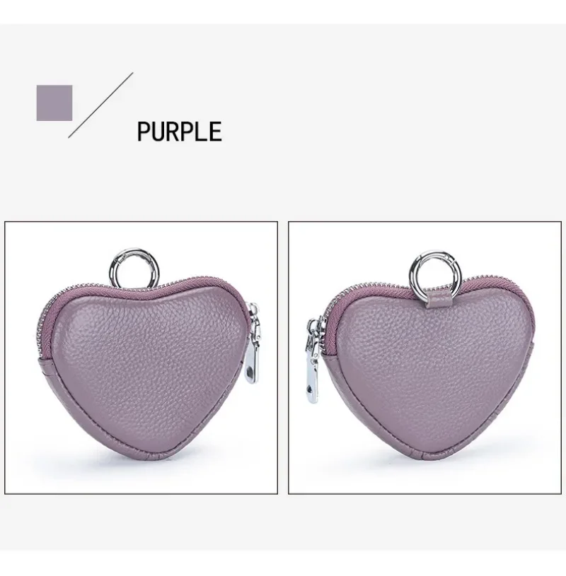 Coin Purse for Women Change Purses Small Cow Leather Cosmetic Bag Pocket Heart Makeup Organizer Jewelry Travel Case for Girls