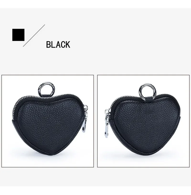 Coin Purse for Women Change Purses Small Cow Leather Cosmetic Bag Pocket Heart Makeup Organizer Jewelry Travel Case for Girls