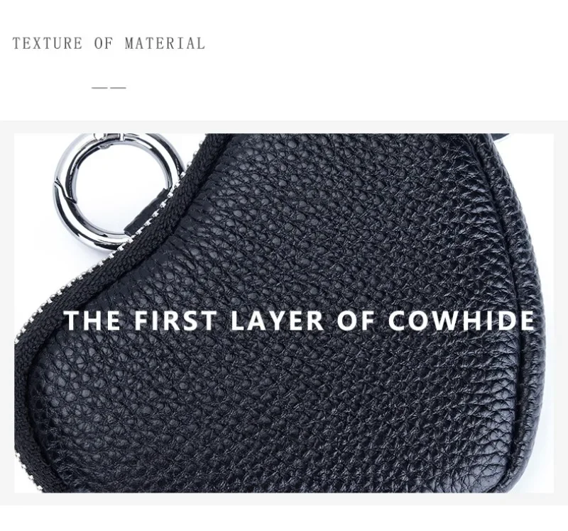 Coin Purse for Women Change Purses Small Cow Leather Cosmetic Bag Pocket Heart Makeup Organizer Jewelry Travel Case for Girls