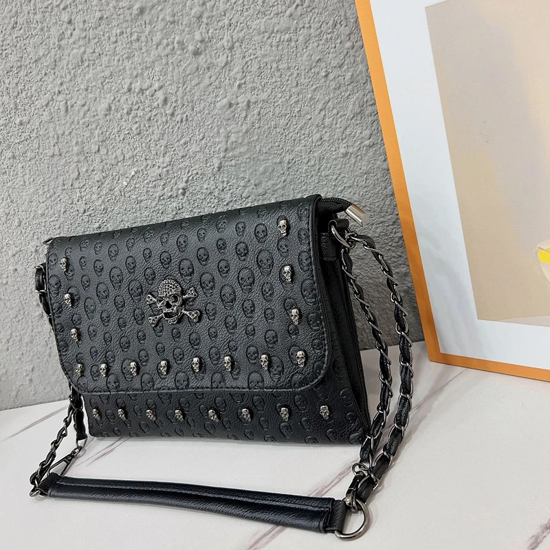 Luxury Women PU Leather Bag Messenger Bags Handbags Famous Brands Designer Female Vintage Gothic Chain Shoulder Bag