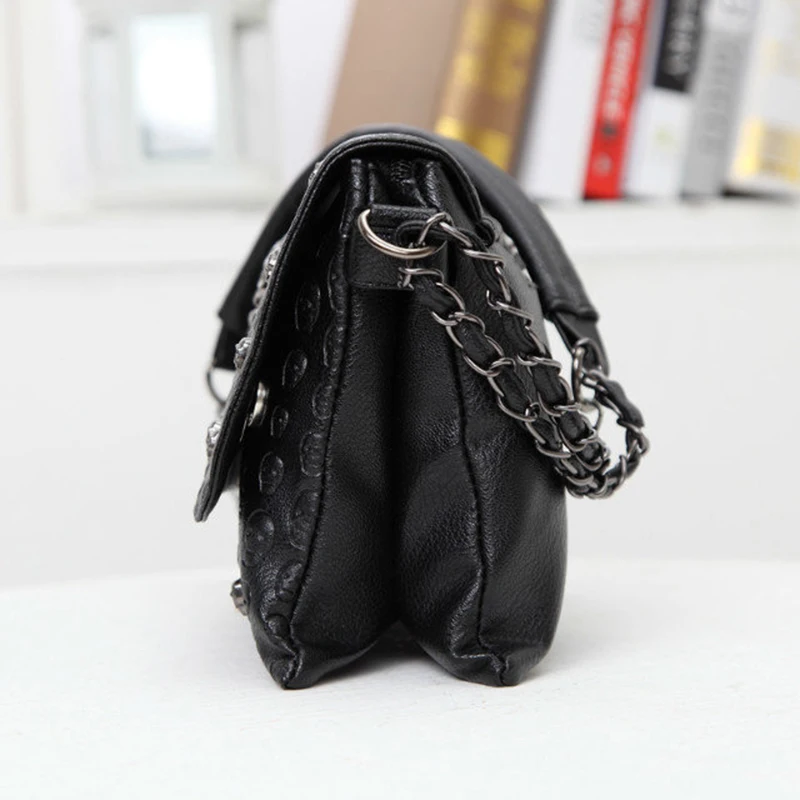 Luxury Women PU Leather Bag Messenger Bags Handbags Famous Brands Designer Female Vintage Gothic Chain Shoulder Bag