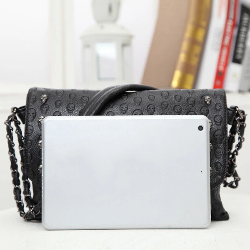 Luxury Women PU Leather Bag Messenger Bags Handbags Famous Brands Designer Female Vintage Gothic Chain Shoulder Bag