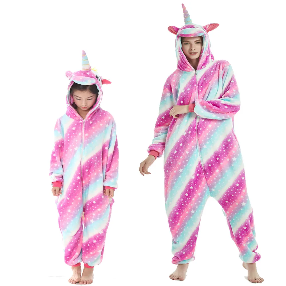 Kigurumi Kids Unicorn Pajamas Toddler Girl Pyjamas 2 to 3 4 5 6 7 8 9 10 11 12 Years Winter Flannel Warm Children Jumpsuits Pjs