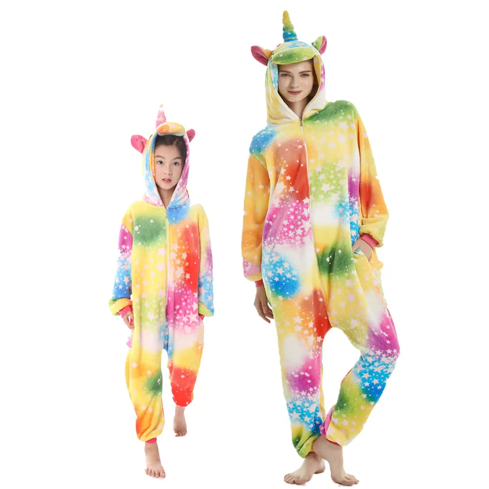 Kigurumi Kids Unicorn Pajamas Toddler Girl Pyjamas 2 to 3 4 5 6 7 8 9 10 11 12 Years Winter Flannel Warm Children Jumpsuits Pjs
