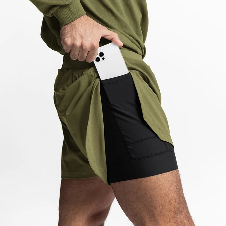Summer Sports Shorts Fashion Brand Quick Dry Double Layer Casual Shorts Men's Outdoor Running Fitness Basketball Pants