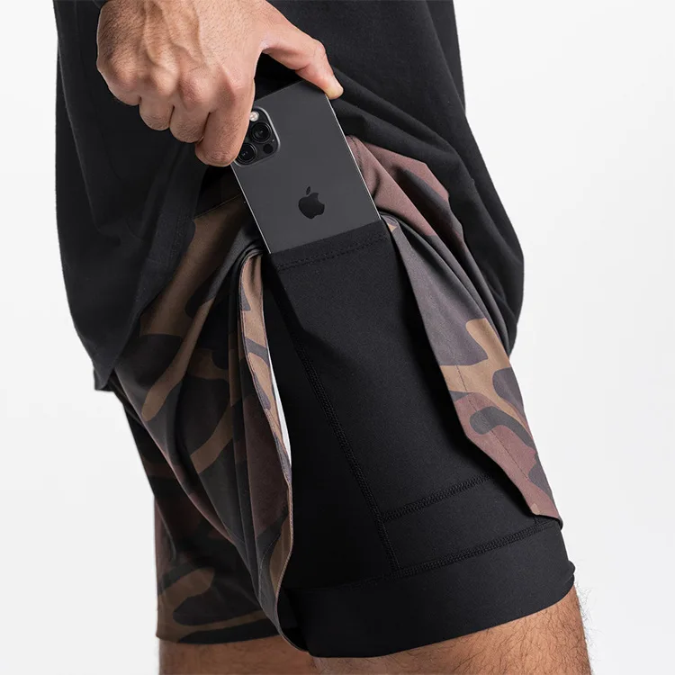 Summer Sports Shorts Fashion Brand Quick Dry Double Layer Casual Shorts Men's Outdoor Running Fitness Basketball Pants