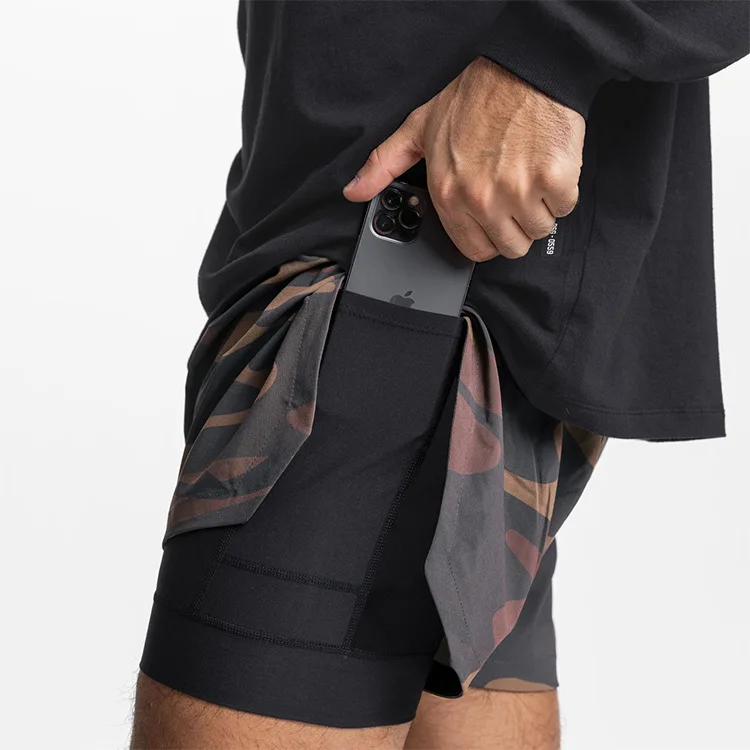 Summer Sports Shorts Fashion Brand Quick Dry Double Layer Casual Shorts Men's Outdoor Running Fitness Basketball Pants