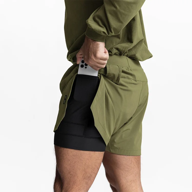 Summer Sports Shorts Fashion Brand Quick Dry Double Layer Casual Shorts Men's Outdoor Running Fitness Basketball Pants