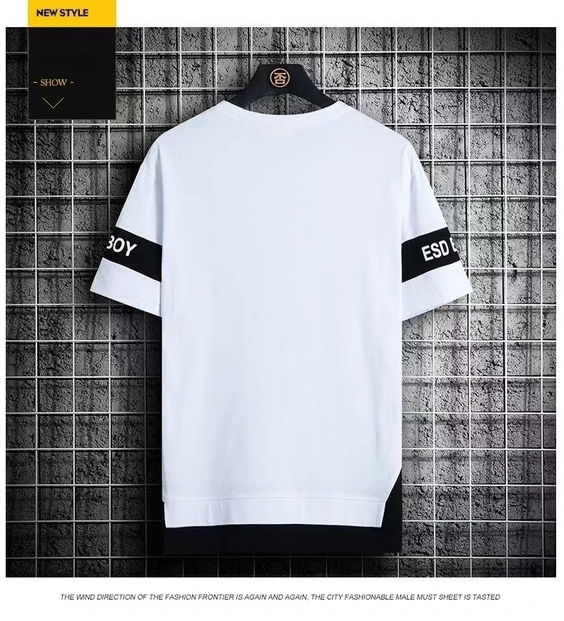 T Shirt for Men Set Summer Hot Selling Men's Short Sleeved T-shirt Casual Versatile Half Sleeved Trend Color Blocking Top Tshirt