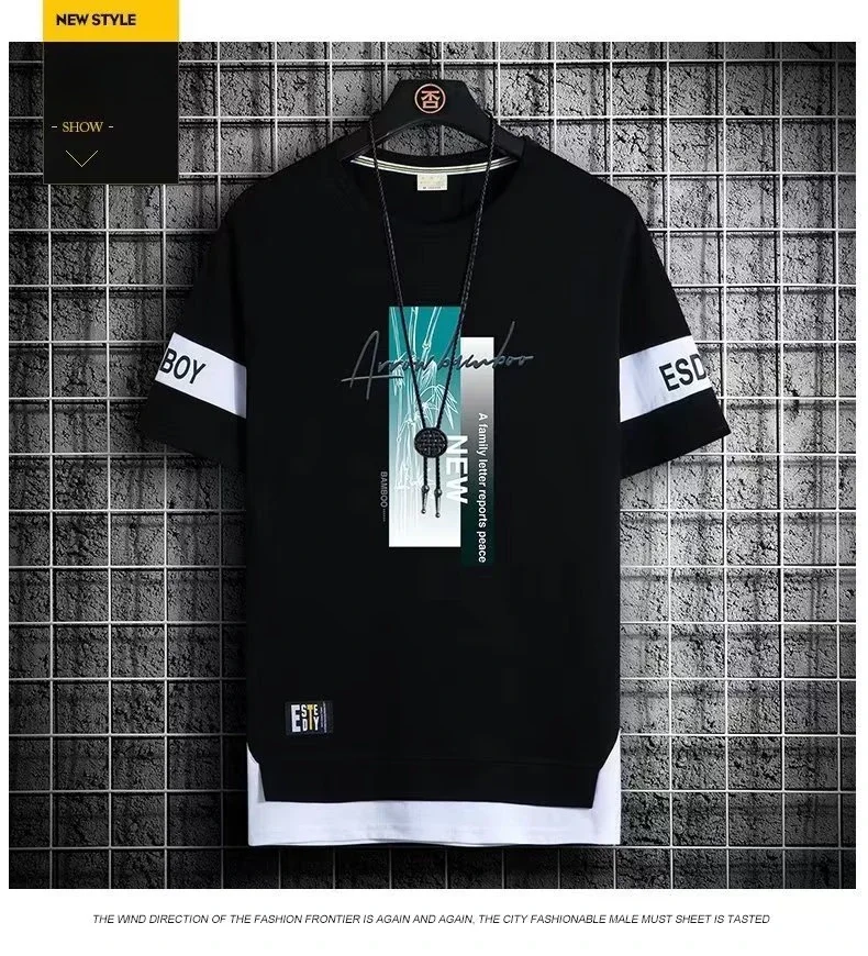 T Shirt for Men Set Summer Hot Selling Men's Short Sleeved T-shirt Casual Versatile Half Sleeved Trend Color Blocking Top Tshirt