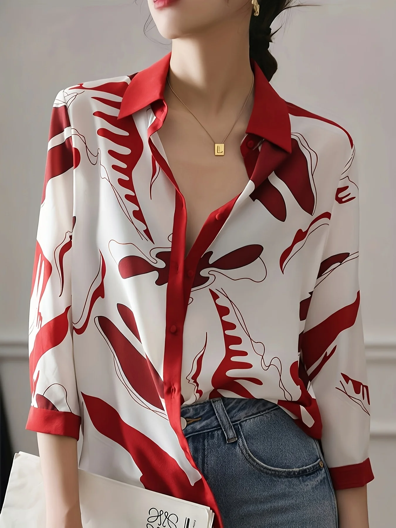 Fashion Luxury Ladies Shirt France Style Woman Printing Blouse Spring Summer Half Sleeve Tops Blusa Mujer