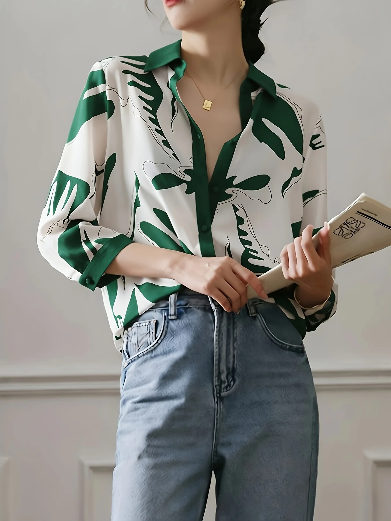 Fashion Luxury Ladies Shirt France Style Woman Printing Blouse Spring Summer Half Sleeve Tops Blusa Mujer
