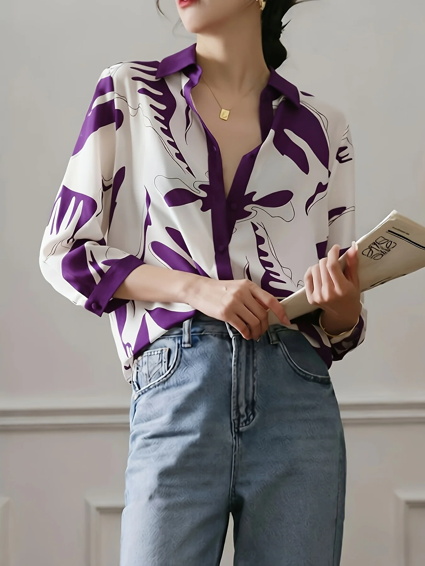 Fashion Luxury Ladies Shirt France Style Woman Printing Blouse Spring Summer Half Sleeve Tops Blusa Mujer
