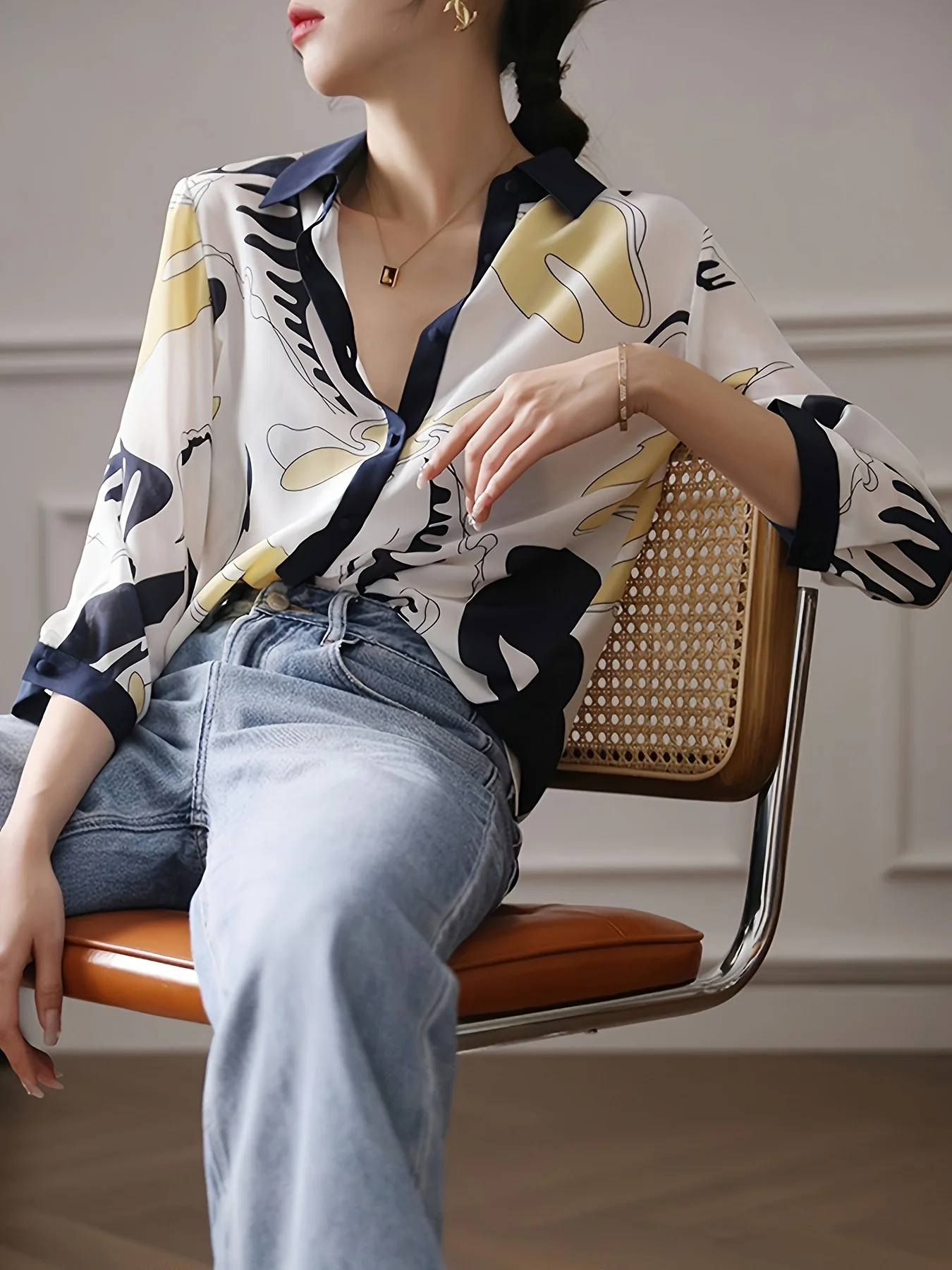 Fashion Luxury Ladies Shirt France Style Woman Printing Blouse Spring Summer Half Sleeve Tops Blusa Mujer