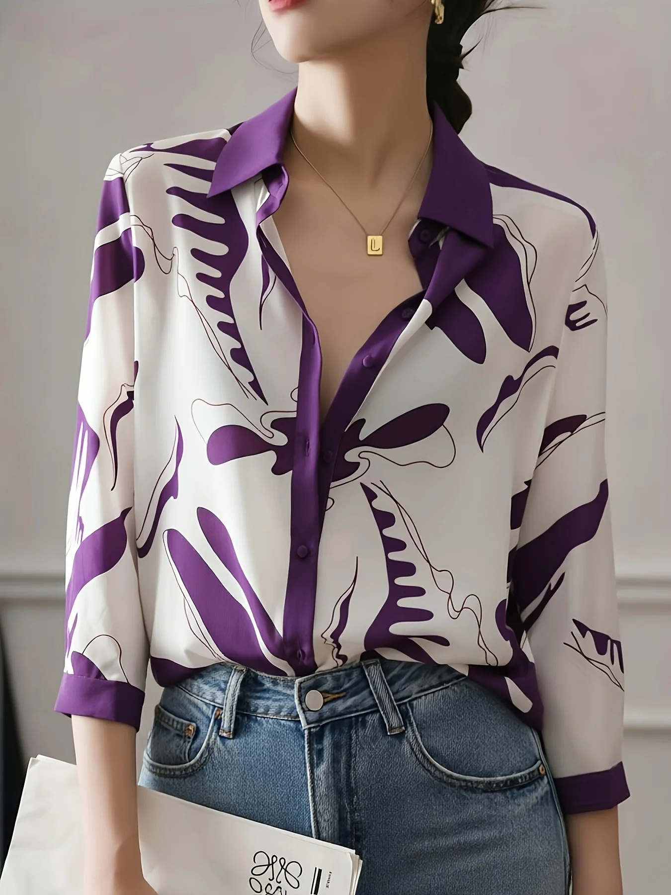 Fashion Luxury Ladies Shirt France Style Woman Printing Blouse Spring Summer Half Sleeve Tops Blusa Mujer