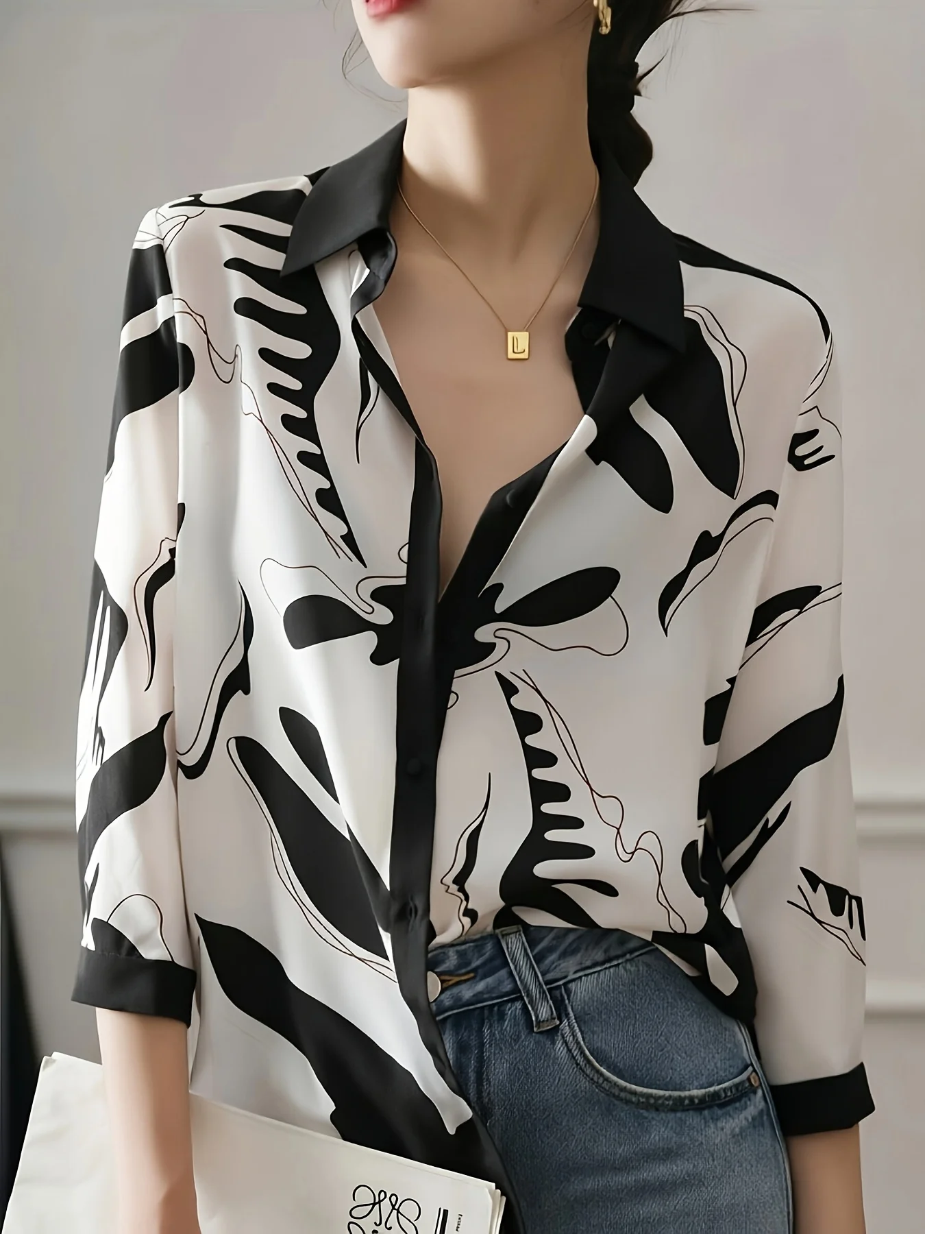 Fashion Luxury Ladies Shirt France Style Woman Printing Blouse Spring Summer Half Sleeve Tops Blusa Mujer