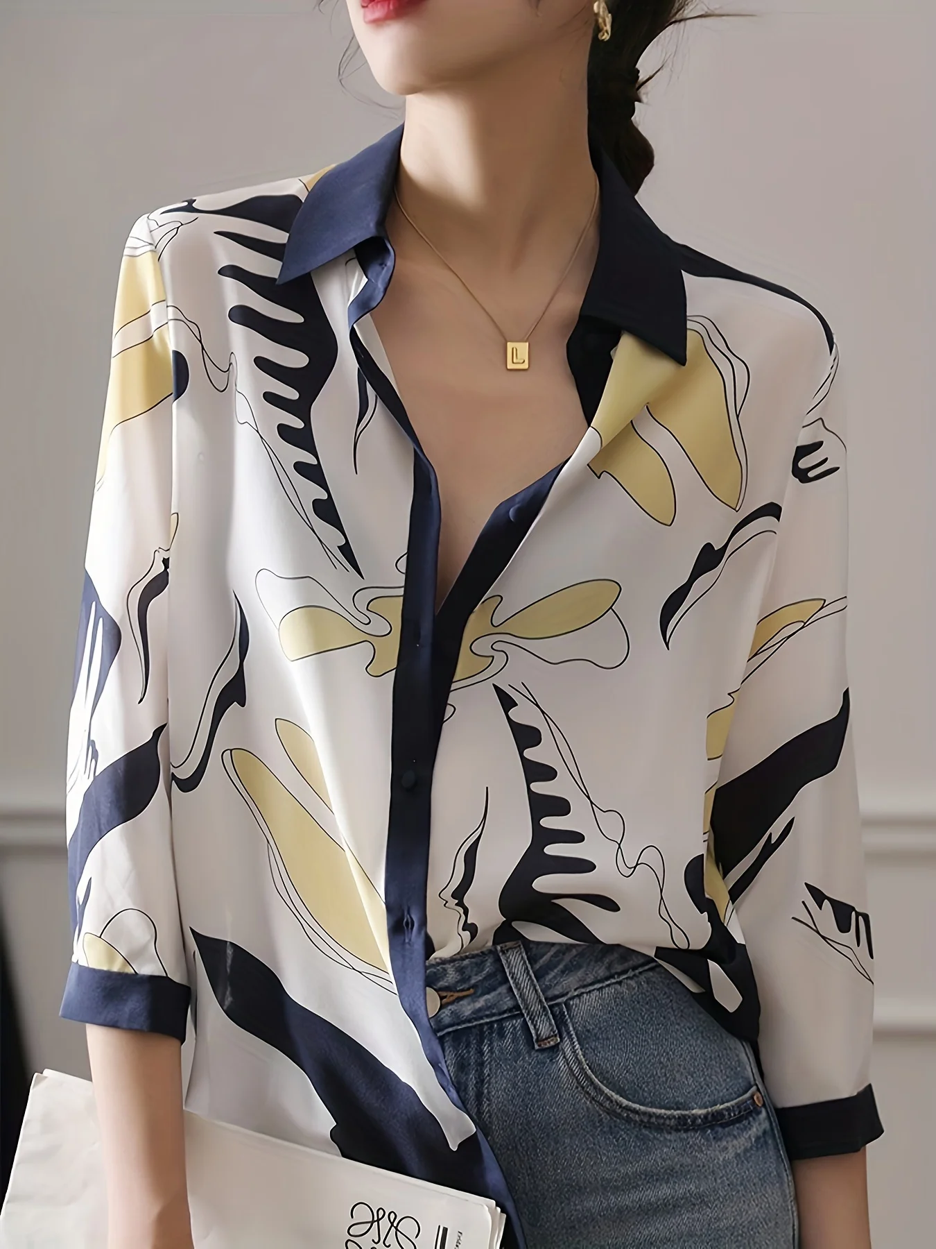 Fashion Luxury Ladies Shirt France Style Woman Printing Blouse Spring Summer Half Sleeve Tops Blusa Mujer