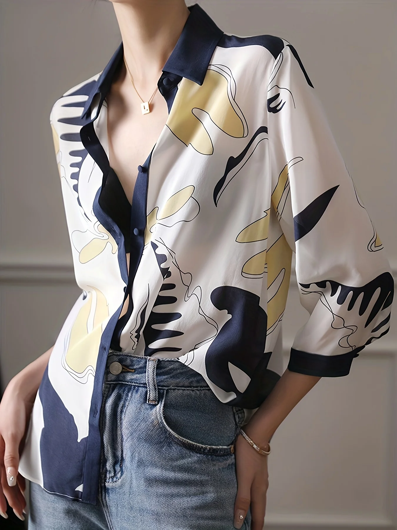 Fashion Luxury Ladies Shirt France Style Woman Printing Blouse Spring Summer Half Sleeve Tops Blusa Mujer