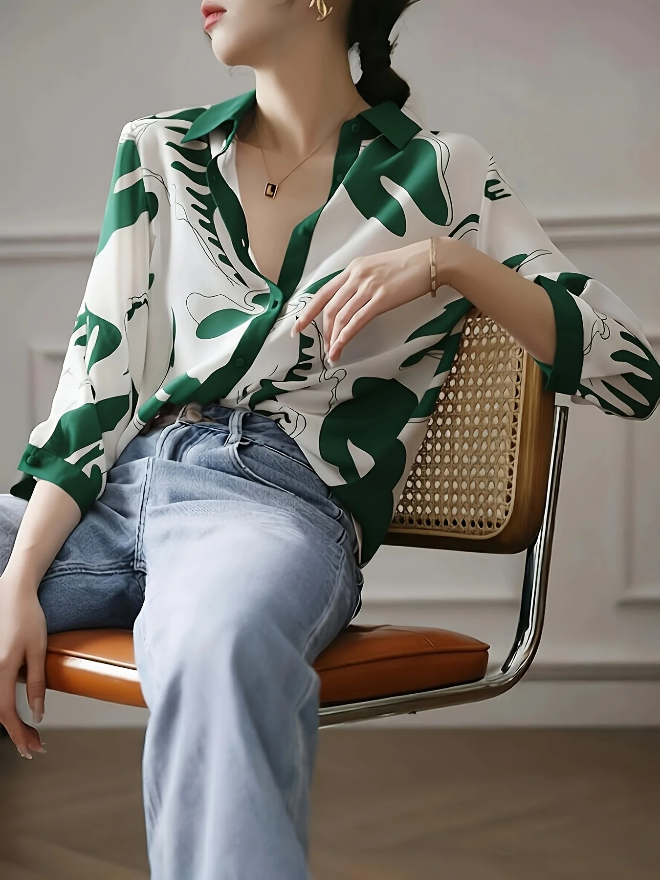 Fashion Luxury Ladies Shirt France Style Woman Printing Blouse Spring Summer Half Sleeve Tops Blusa Mujer