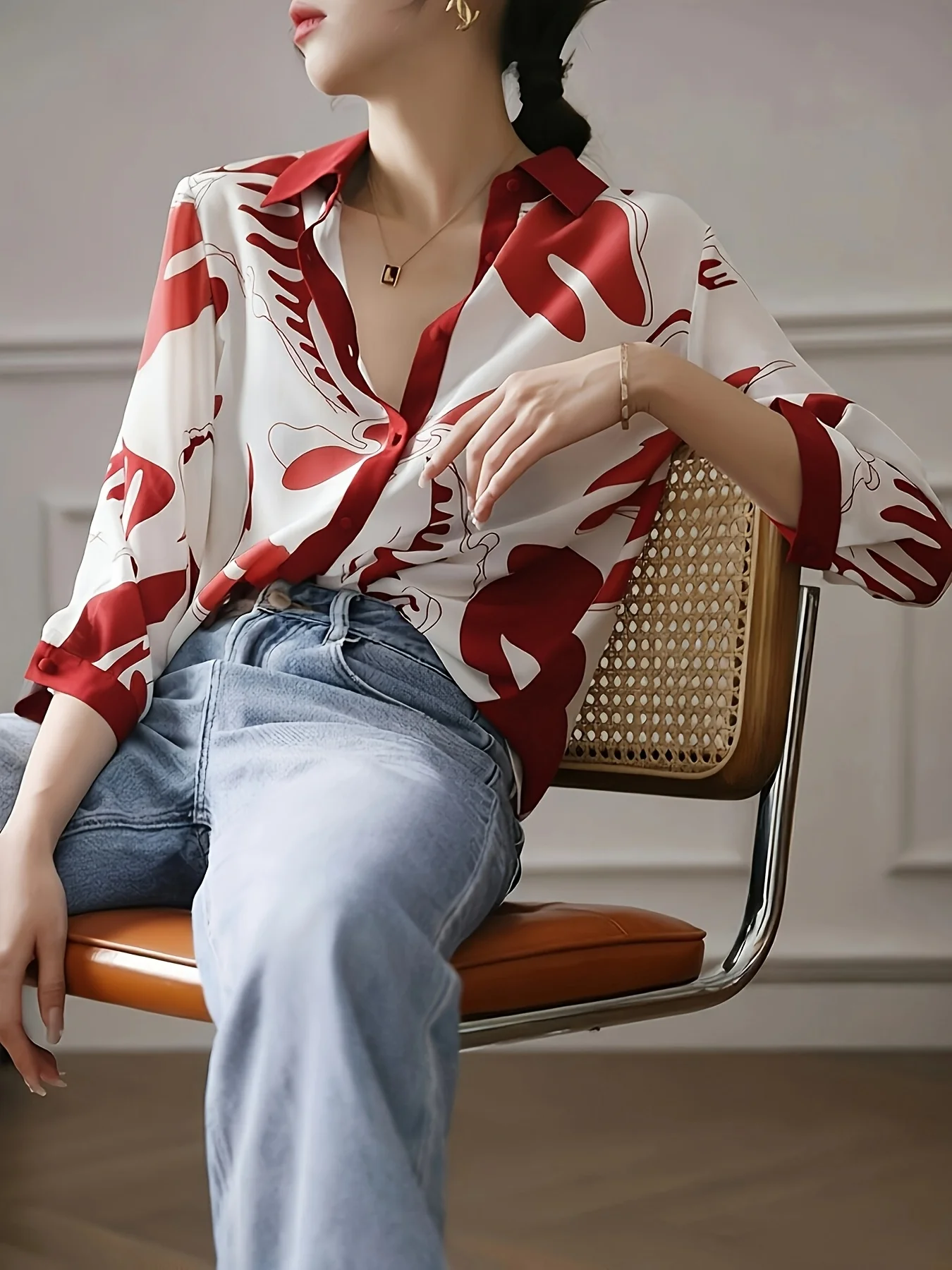 Fashion Luxury Ladies Shirt France Style Woman Printing Blouse Spring Summer Half Sleeve Tops Blusa Mujer